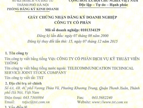 Giấy xác nhận về thay đổi nội dung đăng ký doanh nghiệp ngày 24/8/2018